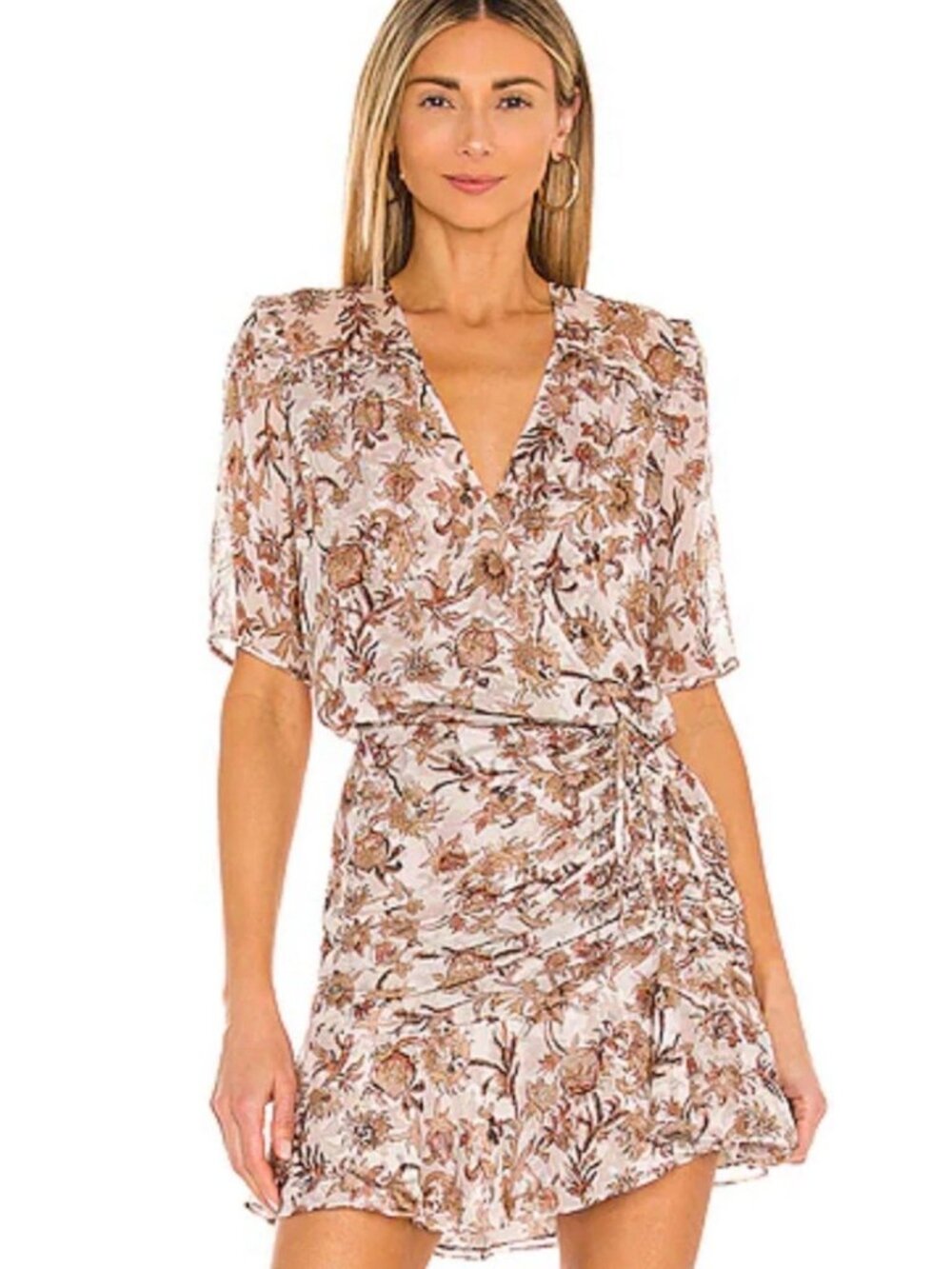 Veronica Beard Womens Dakota Floral Silk Mini Dress Ruched Blush Size 14